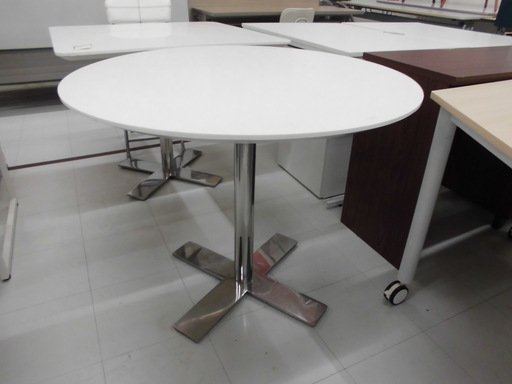 丸テーブル 直径90×高さ72cm オフィステーブル ウエイティングテーブル ホワイト 苫小牧西店