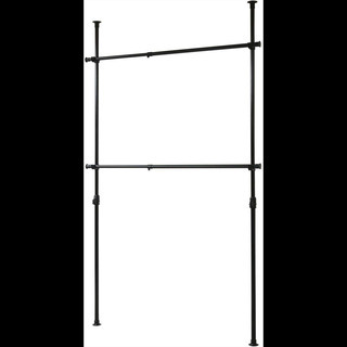 山善　突っ張り物干し 黒 本体サイズ:幅90~160×奥行10×...