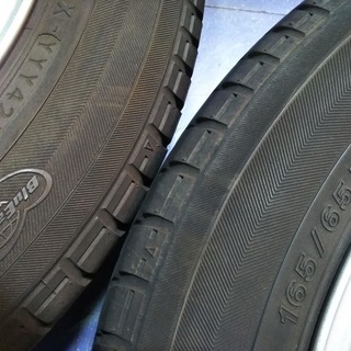 夏14インチ【美品アルミ】アトレー バモス ハスラー ワゴンＲ ソリオ キャストサンバー フレア ピクシス 165/65Ｒ14 ヨコハマ【富山】中古/4本