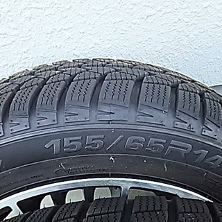 スタッドレス付き ブラック＆ポリッシュ アルミホイール 155/65R14 14 