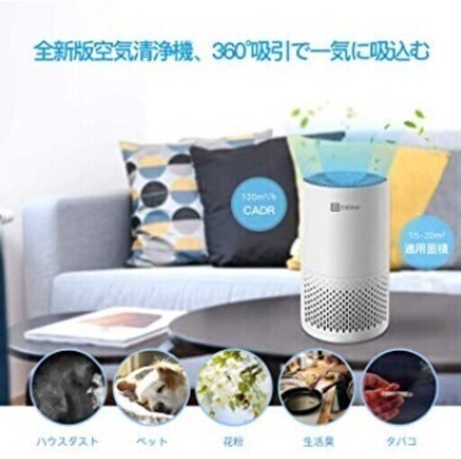 特価 小型 空気清浄器 自動センサー マイナスイオン 脱臭 花粉 除菌 白