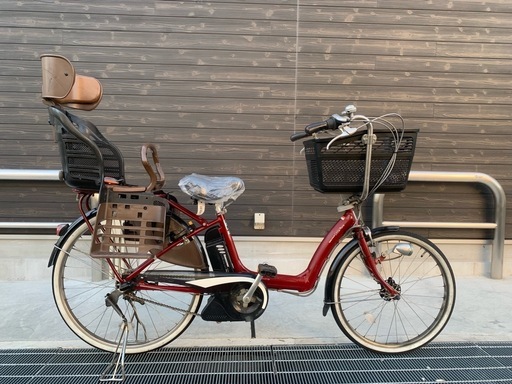 地域限定　ヤマハ　リトルモア　三人乗り　新基準　子供乗せ　赤　ギュット　アンジェリーノ　神戸市　電動自転車