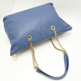 フルラ FURLA チェーントートバッグ レザー ブルー/055611【中古】【本物】