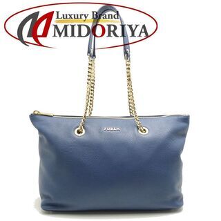 フルラ FURLA チェーントートバッグ レザー ブルー/055611【中古】【本物】 フルラ FURLA チェーントートバッグ レザー ブルー/055611【中古】【本物】