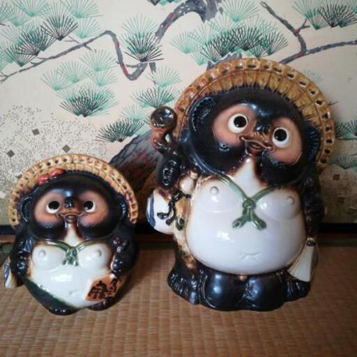 信楽焼　タヌキ親子