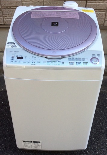 【RKGSE-126】特価！SHARP/8.0kg プラズマクラスター洗濯乾燥機/ ES-TX820-P /中古/2013年製/当社より近隣地域無料配達