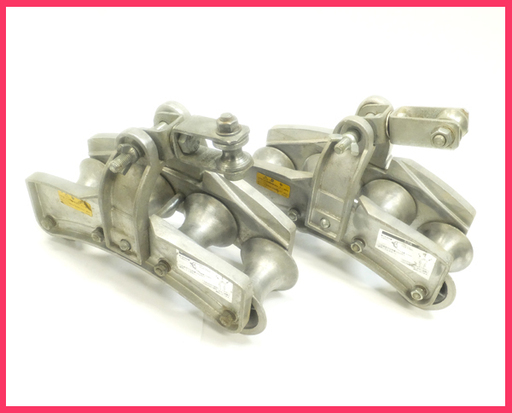 [K1119H] ケーブルローラー 4連金車 滑車 2個セット 通信線路器具 大工道具