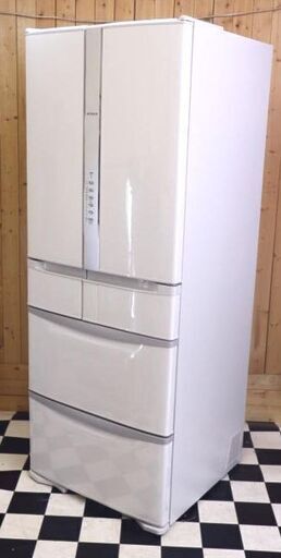冷蔵庫　HITACHI R-F51M2 2017年製　505L　ホワイト　5ドア　うるおいチルド　ファミリータイプ　うるおい野菜室　フレンチドア