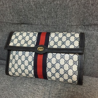 GUCCI オールドグッチ 青シェリー セカンドバッグ クラッチ...