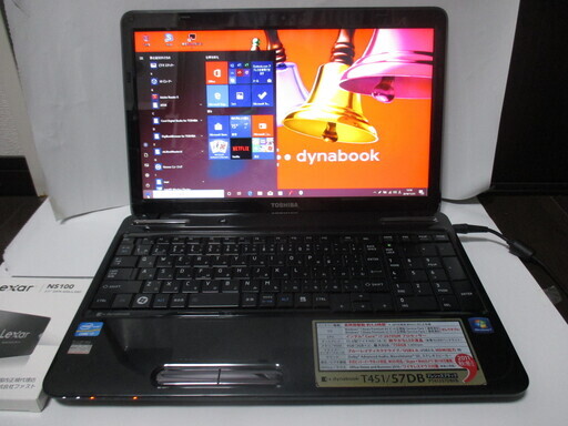 ☆☆値下げしました☆☆【美品】東芝dynabook T451/57DB  新品ＳＳＤ２５６ＧＢ　　Corei7ノートパソコン　リカバリー済 中古動作品
