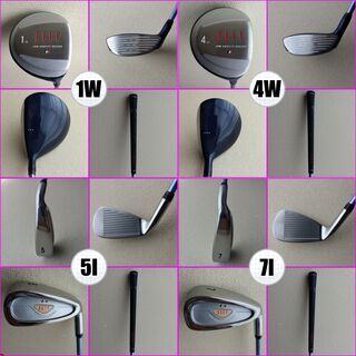 □状態良好□ ELLE GOLF:レディースゴルフセット(クラブ7本+キャディ