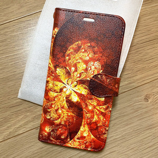 値下げ！iPhoneX10☆スマホケース手帳型カード入れ☆レッド赤炎