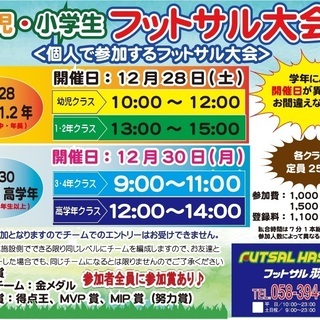 2019年12月　幼児・小学生フットサル大会の画像