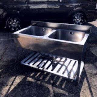 岐阜 直接引き取り大歓迎 ステンレス製2槽シンク 1200×600×865 バック