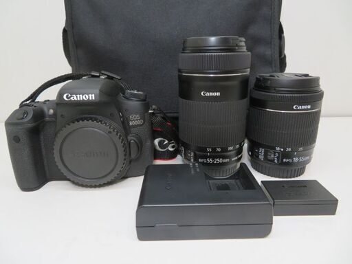 Canon キヤノン EOS 8000D 18-55mm 55-250mm ダブルズームキット 一眼レフカメラ 動作確認済 ソフトケースつき［9］No.3078