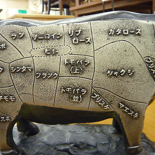牛(部位表示)置物 金属 飾り 什器 焼肉 肉屋 ウシ うし置物　西岡店 牛(部位表示)置物 金属 飾り 什器 焼肉 肉屋 ウシ うし置物 西岡店