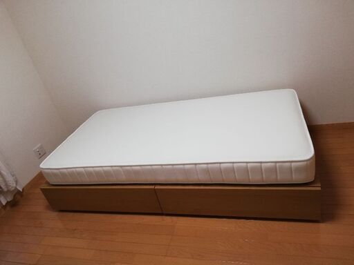 無印良品　シングル/オーク材収納ベッド・高密度マットレス
