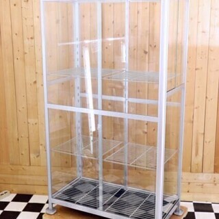 商談中・・・　 岐阜　直接引き取り限定　室内用温室　850×440×1500　４面　ガラス　ショーケース　引き戸　棚