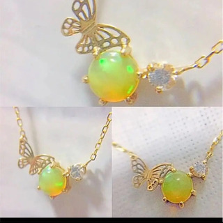 （美品）ジュエリーツツミ k10 バタフライ&オパール ネックレス✨YG 美品）ジュエリーツツミ k10 バタフライ&オパール ネックレス✨YG