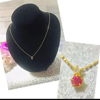 （美品）スタージュエリー  k18 ルビー＆ダイヤ スターネックレス