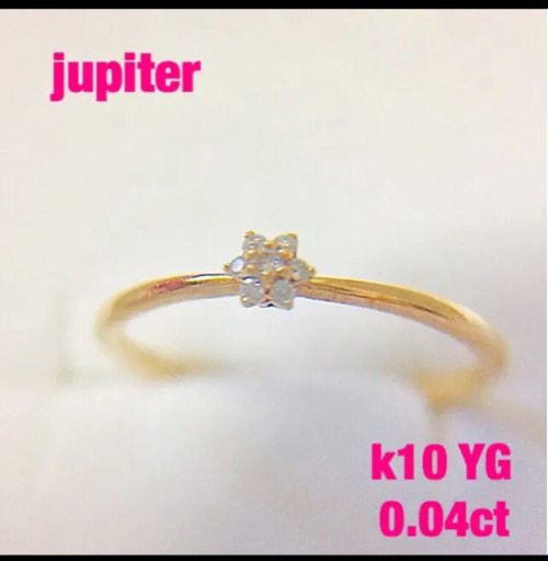 （美品）jupiter   k10 ダイヤモンド フラワー＆パヴェ リング✨7号