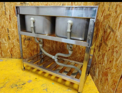 4347-0)業務用 ステンレス 二槽シンク W900D450H800 厨房機器 流し台