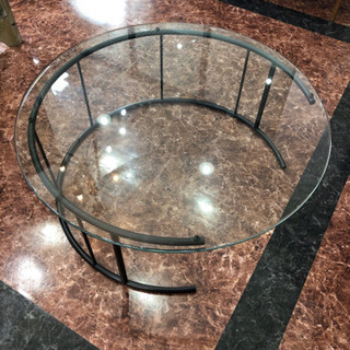 ガラス天板丸テーブル