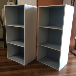本棚(白×ブルー)2個無料