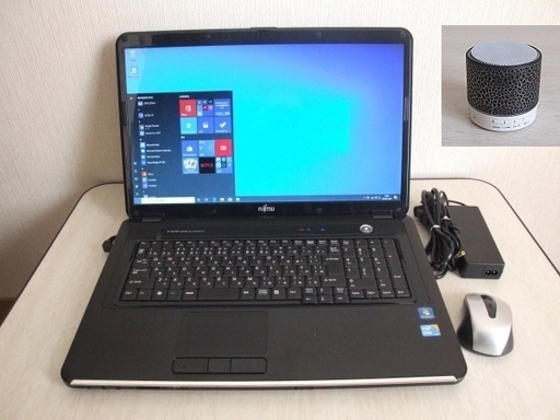 高速SSD240GB搭載　Fujitsu FMV-BIBLO NW/G75 大画面18.4型ワイド ノートパソコン　おまけLED Bluetoothスピーカー