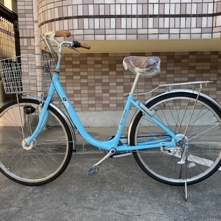 26インチ　BAA　マルキン自転車　マリンブルー　　前かご、LEDオートライトつき　鹿児島市 26インチ BAA マルキン自転車 マリンブルー 前かご、LEDオートライト