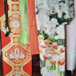 豪華！ 正絹振袖 6点フルセット お花尽くし 金駒刺繍 共八掛け★成人式 結婚式