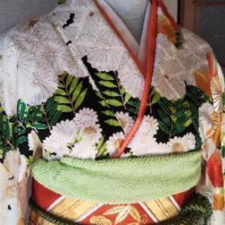 豪華！ 正絹振袖 6点フルセット お花尽くし 金駒刺繍 共八掛け★成人式 結婚式