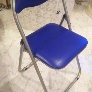 オフィス　パイプ椅子　3脚セット　青色　小学校受験の面接練習にも