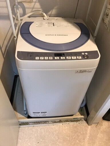 2016年製 中古 高年式 洗濯機 シャープ 7.0kg 送風乾燥 ES-T708-A 全自動洗濯機 穴無しステンレス槽 ブルー