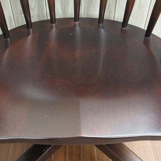 ss0556  北海道民芸家具　肘掛け付椅子　回転　北民色　樺材  木製　ダークブラウン　キャスター付き　デスクチェア  食卓椅子　一人掛け　レトロ　インテリア　いす　イス    