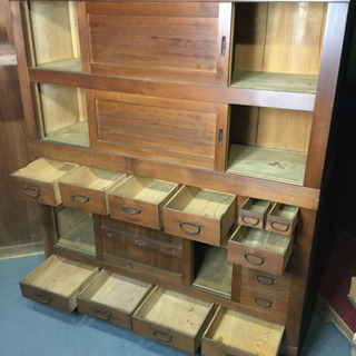 和家具　水屋　古民家　食器棚　 　幅139.8　　奥行43　　高さ150.5　 （ｃｍ）　水屋箪笥