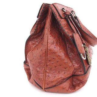 美品 セリーヌ 馬車チャーム付き オーストリッチ 2way ショルダーバッグ