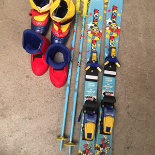 中古 子供用スキー板と靴のセット
