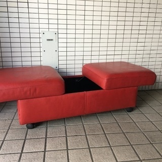 中古》EKONES ダブルオットマン(テーブルトップ付)