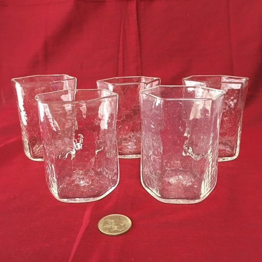 手作り 工芸ガラスコップ 昭和レトロ 六角形グラス ５コセット 美品 リビング 大阪の食器 コップ グラス の中古あげます 譲ります ジモティーで不用品の処分