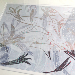額装 版画 白駒一樹 Lilies Ⅰ AP 額約117×87 大判 札幌市 豊平