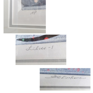 額装 版画 白駒一樹 Lilies Ⅰ AP 額約117×87 大判 札幌市 豊平