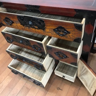 車箪笥 時代箪笥 欅 けやき 金庫箪笥 帳簿箪笥 鍵付き 伝統工芸 民芸 和家具 和風  GR66 岩谷堂 箪笥 帳簿 時代 ダンス サイドボード タンス 飾り棚 南部