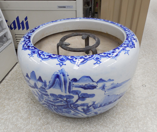 PayPay対応 丸火鉢 46cm 灰 五徳付き 昭和レトロ 札幌市西区西野