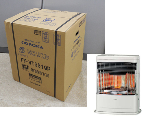 PayPay対応 新品 FF式石油暖房機 コロナ ミニパル FFストーブ 輻射式 FF-VT5519P 白 14/23畳 トップクールタイプ CORONA 札幌市西区西野
