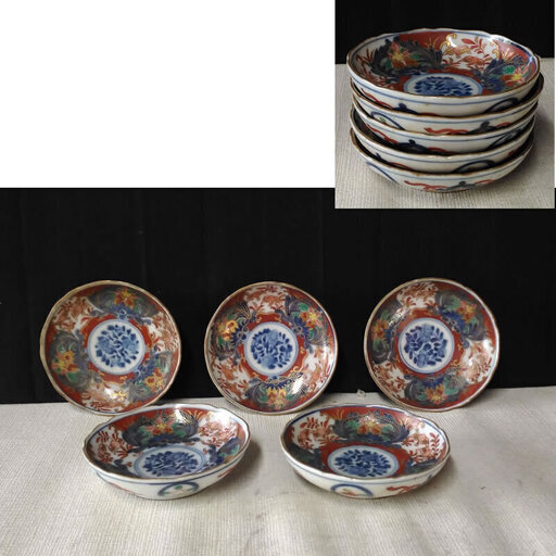 s414b 古伊万里 色絵 豆皿 5枚