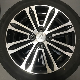 129-2ブリヂストンECOPIA165/55R15ダイハツ純正アルミホイール付4本セット15×4.5J +45 人気のポリッシュ BRIDGESTONE EP150