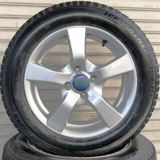 【美品!タイヤ深溝!!】スタッドレスタイヤ/ホイール 4本セット15インチ 5.5J PCD100 4穴 OFF+43 タイヤ ブリヂストン アイスパートナー 175-65R15 です。