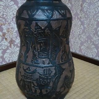 沖縄 琉球焼 壺屋焼 花瓶(大) エジプト文 常明