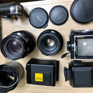 ブロニカ ETRS レンズ二本75/150 専用ストラップ　グリップ